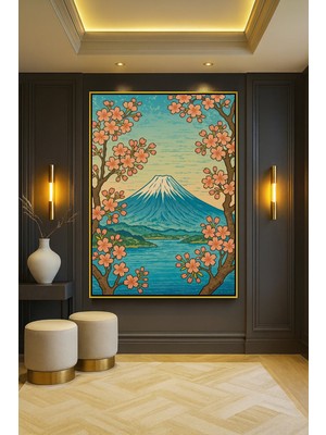 Wallivo Ando Çiçeği (Ando Blossom) - Japon Tarzı Çiçek Sanatı Siyah Metal Çerçeveli Kanvas Tablo