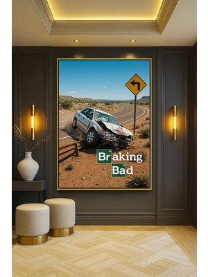 Wallivo Breaking Bad Dizi Temalı Gold Metal Çerçeveli Kanvas Tablo