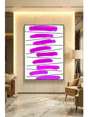 Wallivo Hafif Mor Tonlarının Ahengi Model 1 Gümüş Metal Çerçeveli Kanvas Tablo