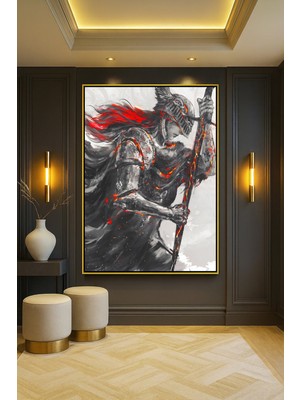 Wallivo Elden Ring Ana Karakter - Model 1 Oyun Siyah Metal Çerçeveli Kanvas Tablo