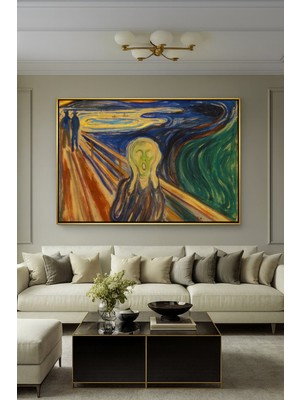 Wallivo Edvard Munch Çığlık | Dışavurumculuk Akımının Başyapıtı Bronz Metal Çerçeveli Kanvas Tablo