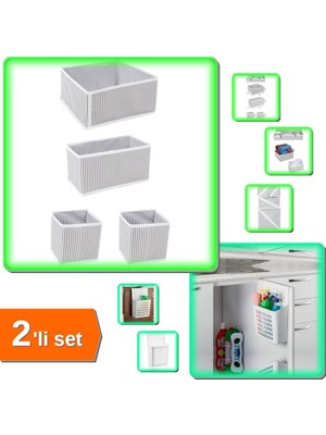 Hereveoyuncak 4 Parça Çekmece Düzenleme Kutu Organizer + Dolap Kapağına Asılabilen Organizeri - 2li Set H7P9P5