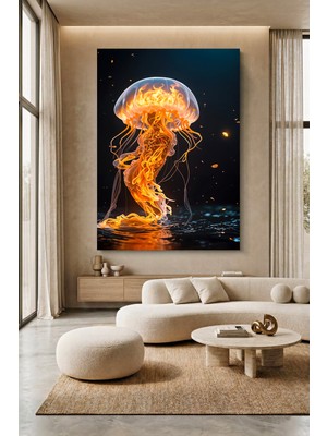 Wallivo Alevlere Gömülmüş Denizanası Kanvas Tablo