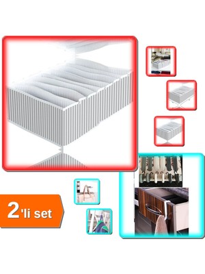 Hereveoyuncak 8 Bölmeli Xl Çamaşır Çorap Organizeri + 6 Adet Çok Amaçlı Çekmece Havluppan Askısı - 2li Set V9K4G0