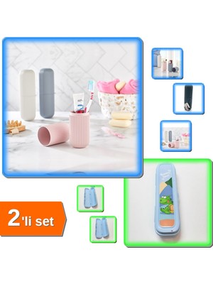 Hereveoyuncak Smart Seyahat Kabı - Çanta Içi Makyaj Kutusu + Mavi Renkli Kapaklı Makyaj Kutusu - 2li Set T9F2L8