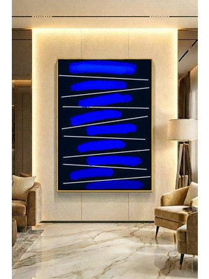 Wallivo Mavinin Ahengi Modern Stil Siyah Metal Çerçeveli Kanvas Tablo