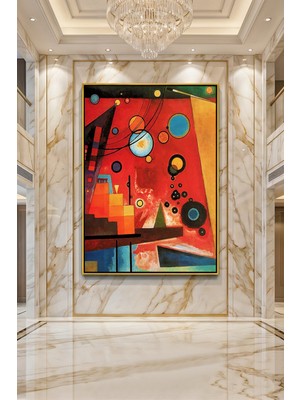 Wallivo Wassily Kandinsky Geometrik Kompozisyon Soyut Sanat Siyah Metal Çerçeveli Kanvas Tablo