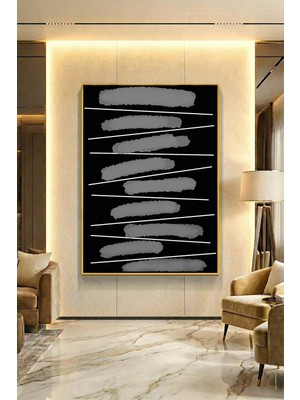 Wallivo Grinin Ahengi Modern Stil Gold Metal Çerçeveli Kanvas Tablo