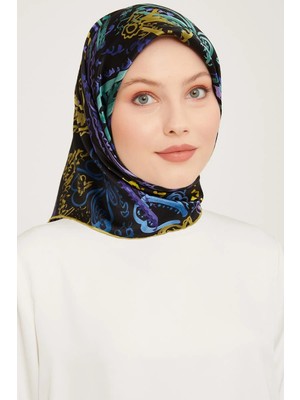 Armine Ipek Eşarp Nostalji - 9037-52 Yağ Yeşili Mor Twill