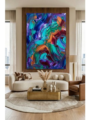 Wallivo Derin Akışların Mavi ve Mor Senfonisi Kanvas Tablo