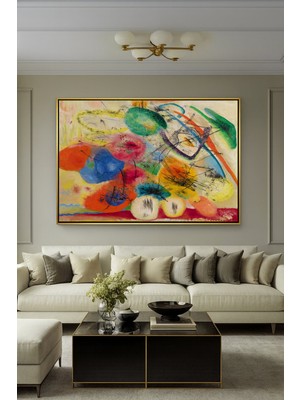 Wallivo Wassily Kandinsky'nin Kozmik Daire Içinde Daireler Bauhaus Soyut Gümüş Metal Çerçeveli Kanvas Tablo