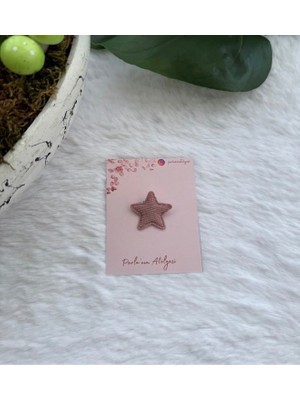 Parla'nın Atölyesi 0-3 Yaş Az Saçlı ve Saçsız Bebek Tokası  Pembe Yıldız