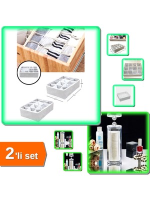 Hereveoyuncak 12 Bölmeli Pratik Çekmece Düzenleyici + Makyaj Pamuğu Organizeri - 2li Set B6U9B2