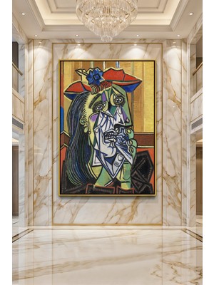 Wallivo Pablo Picasso Weeping Woman Soyut Ekspresyon Siyah Metal Çerçeveli Kanvas Tablo