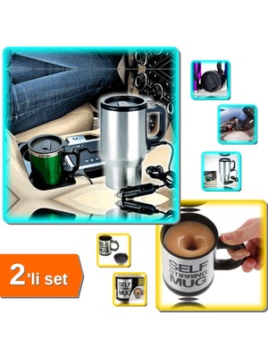 Hereveoyuncak Araç Içi Su Isıtıcı Termos Kuppa Bardak + Kendi Kendini Karıştıran Termos Kuppa - 2li Set V3K6F9