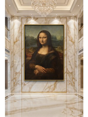 Wallivo Leonardo Da Vinci Mona Lisa Bronz Metal Çerçeveli Kanvas Tablo