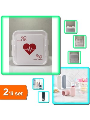 Hereveoyuncak Ilk Yardım Ecza Saklama Kutusu + Çanta Içi Diş Fırçası Makyaj Kutusu - 2li Set E8C2P7