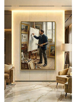 Wallivo Atölyede Canlanan Sanat Siyah Metal Çerçeveli Kanvas Tablo