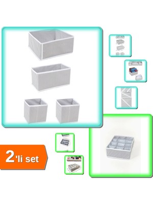 Hereveoyuncak 4 Adet Çekmece Düzenleme Kutu + 12 Bölmeli Pratik Bölmeli Organizer - 2li Set L4H4E6