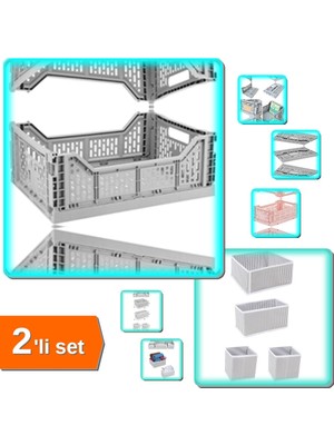 Hereveoyuncak Katlanabilir Kasa 15 Lt + 4 Parça Çekmece Düzenleme Kutu Organizer - 2li Set N4Y6X0