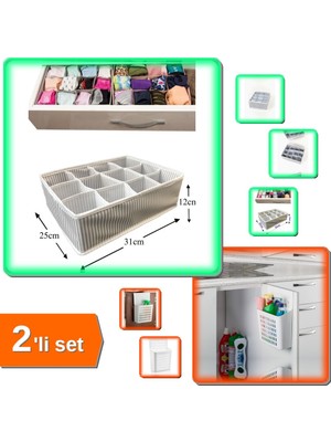 Hereveoyuncak 12 Bölmeli Çekmece Düzenleyici + Dolap Kapağına Asılabilen Deterjan Organizeri - 2li Set N9C5D8