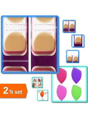 Hereveoyuncak 2 Adet 7 cm Yuvarlak Mucize Makyaj Allık Pudra Krem Süngeri + Mucize Makyaj Süngeri - 2li Set R7N8V1