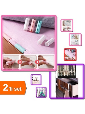 Hereveoyuncak 12 Adet Yorgan Kılıfı Çarşaf Sabitleme Klipsi + 6 Adet Çekmece Havluppan Askısı - 2li Set D5E6X9