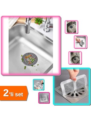 Hereveoyuncak Silikon Mutfak Lavabo Küvet Yuvarlak Süzgeç + 10 Adet Yapışkanlı Gider Koruyucu - 2li Set M8S7C5