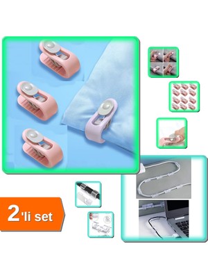 Hereveoyuncak 12 Adet Yorgan Nevresim Sabitleyici Mandal + 20 Adet Yapışkanlı Kablo Tutucu Klipsi - 2li Set Z9B5Z7