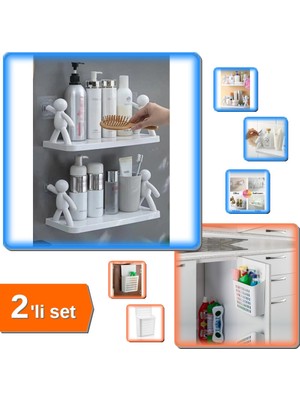 Hereveoyuncak 2 Adet Kendinden Yapışkanlı Baharatlık Rafı + Dolap Kapağına Asılabilen Organizer - 2li Set D8S4A2