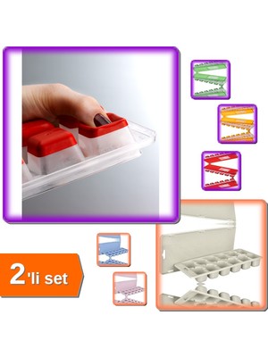 Hereveoyuncak 12 Bölmeli Kapaklı Pratik Buz Kalıbı Yapışmaz + 12 Bölmeli Buz Kalıbı - 2li Set B4X9P5