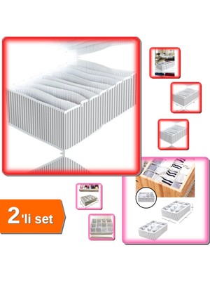 Hereveoyuncak 8 Bölmeli Xl Pratik Çekmece Düzenleyici + 12 Bölmeli Pratik Çekmece Organizer - 2li Set S8G2K7