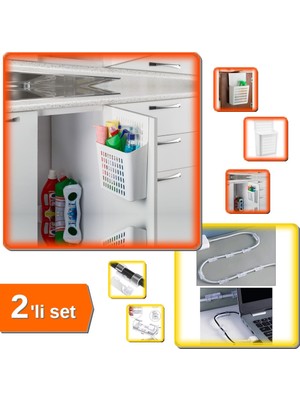 Hereveoyuncak Dolap Kapağına Asılabilen Organizer + Kablo Düzenleyici Yapışkanlı Klipsler 20 Adet - 2li Set G8B8T4