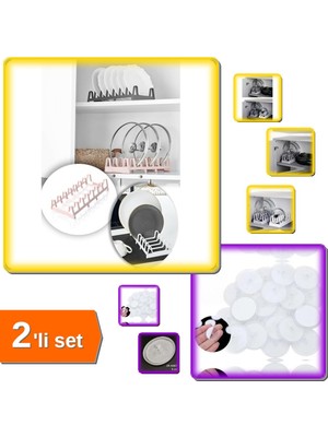 Hereveoyuncak 6 Bölmeli Tencere Kapağı Organizeri + 20 Adet Şeffaf Disk 3 cm Güçlü Yapışkanlar Yapışkan - 2li Set