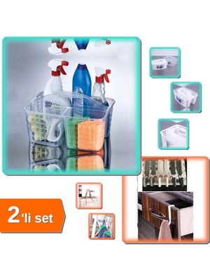 Hereveoyuncak Buzdolabı Düzenleyici Sepet Caddy + 6 Adet Çekmece Havluppan Askısı - 2li Set S3X8N1