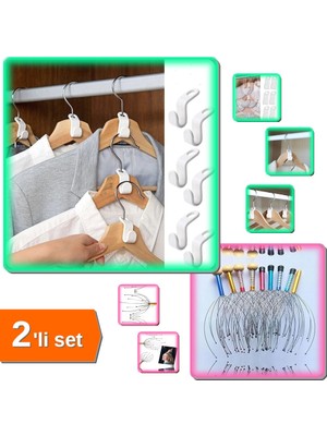 Hereveoyuncak 20 Adet Pratik Gardrop Askısı Çoklayıcı - Dolap Askı + 1 Adet Kafa Masaj Aleti - 2li Set N6E0E1