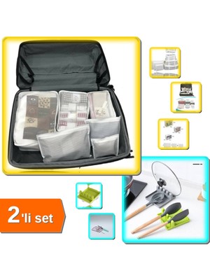 Hereveoyuncak 6 Parça Anne Bebek Hastane Çantası Düzenleyici + Kaşık Kepçe Altlığı Kapak Tutucu - 2li Set D9Z5A8