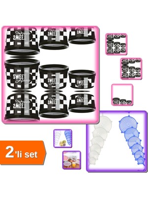 Hereveoyuncak 3 Boy Iç Içe Saklama Kabı 360 800 1400 ml + Tazeliği Koruyan 6 Adet Silikon Strech Kapak -2li Set F6