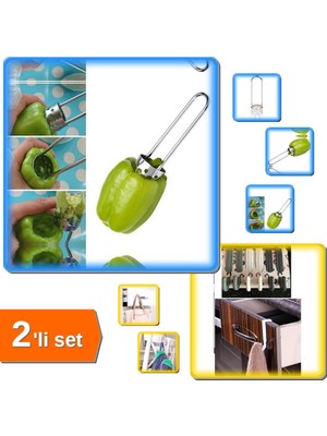 Hereveoyuncak 6 Adet Çok Amaçlı Havluppan Askısı + Biberoy Pratik Dolma Biber Kabak Oyacağı - 2li Set D9P4B4