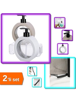 Hereveoyuncak 350 ml Tezgah Üstü Şeffaf Oval Sabunluk + Ince Kıl Kavisli Detaylı Temizlik Fırçası - 2li Set P3Z9C3