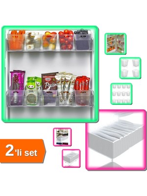 Hereveoyuncak 6 Adet Buzdolabı Içi Mini Düzenleyici Kutu + 8 Bölmeli Xl Pratik Çekmece Organizer - 2li Set P5F5N9
