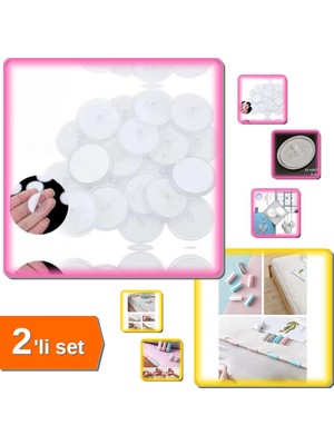 Hereveoyuncak 20 Adet Şeffaf 3 cm Çaplı Disk Yapışkan + 12 Adet Yorgan Kılıfı Sabitleyici Klips - 2li Set B3Q8L3