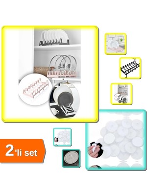 Hereveoyuncak Tencere Kapağı Düzenleyici Tabaklık + 20 Adet Yuvarlak Şeffaf 3 cm Çaplı Disk Yapışkan - 2li Set B9K