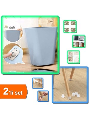 Hereveoyuncak 8 Adet Yapışkanlı Eşya Kaydırma Bilyeleri + 8 Adet Silikon Mobilya Ayağı Koruyucu - 2li Set Q5T9N5