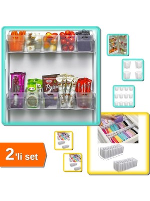 Hereveoyuncak 6 Adet Buzdolabı Içi Mini Organizer + 10 Gözlü Çekmece Içi Düzenleyici - 2li Set W5A6B2