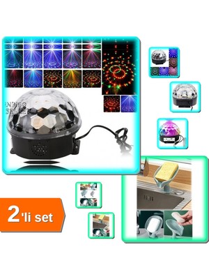 Hereveoyuncak Kumandalı Kristal LED Rgb Disko Topu + Vantuzlu Su Giderli Drenaj Katı Sabunluk - 2li Set J7U2Y5