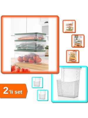 Hereveoyuncak Tupper Vakumlu 3,8 Lt Saklama Kabı + Şeffaf Dolap Kapağına Asılabilen Deterjan Organizeri - 2li Set
