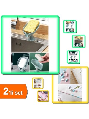 Hereveoyuncak Vantuzlu Su Giderli Katı Sabunluk + 12 Adet Yorgan Kılıfı Çarşaf Sabitleyici Klips - 2li Set C4L5Q8