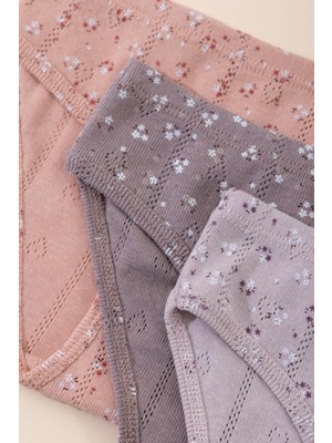 Baykar Kız Çocuk Pamuklu Renkli Baskılı Bikini Külot 3'lü Paket 5782 Renkli