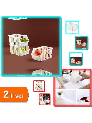 Hereveoyuncak Katlı Düzenleyici - Kat Kat Düzenleyici + Su Sızdırmaz Bant Lavabo Küvet Kenar Bandı - 2li Set V1X2W
